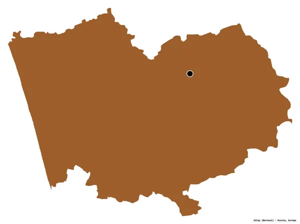 Form Altay Rysslands Territorium Med Dess Huvudstad Isolerad Vit Bakgrund — Stockfoto
