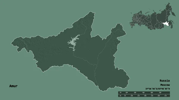 Forma Amur Región Rusia Con Capital Aislada Sobre Fondo Sólido — Foto de Stock