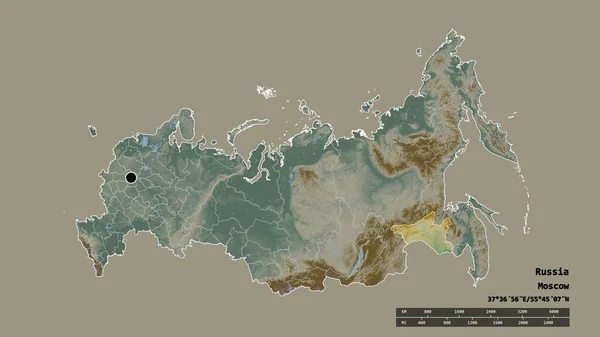 主要な地域部門と分離アムール地域とロシアの荒廃した形 ラベル 地形図 3Dレンダリング — ストック写真