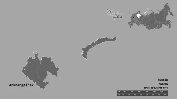 Forma Arkhangel Región Rusia Con Capital Aislada Sobre Fondo Sólido —  Fotos de Stock