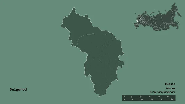 러시아의 벨고로드 지방의 모습을 있으며 수도는 배경에 고립되어 지형도 렌더링 — 스톡 사진