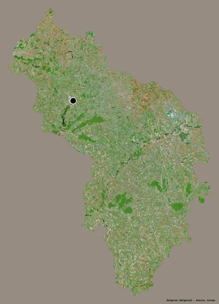 ロシアの領域 ベルゴルドの形状は その首都は 固体色の背景に隔離されています 衛星画像 3Dレンダリング — ストック写真