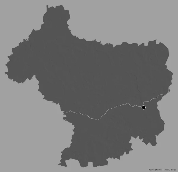 Форма Брянска Региона России Столицей Изолированной Сплошном Цветном Фоне Карта — стоковое фото