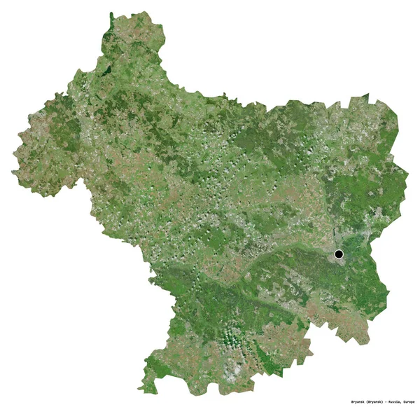 Shape Bryansk Region Russia Its Capital Isolated White Background Satellite — Stock Photo, Image