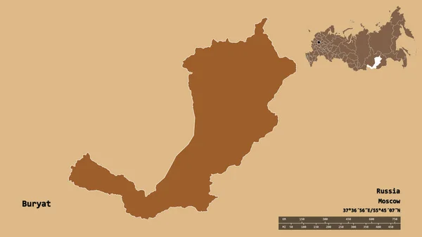 Alakja Buryat Köztársaság Oroszország Tőke Elszigetelt Szilárd Háttérrel Távolsági Skála — Stock Fotó