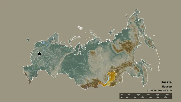 Обесцвеченная Форма России Столицей Главным Региональным Отделением Разделенной Бурятской Областью — стоковое фото