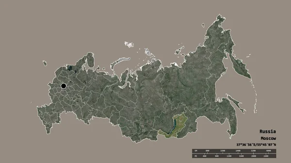 Forma Dessaturada Rússia Com Sua Capital Principal Divisão Regional Área — Fotografia de Stock