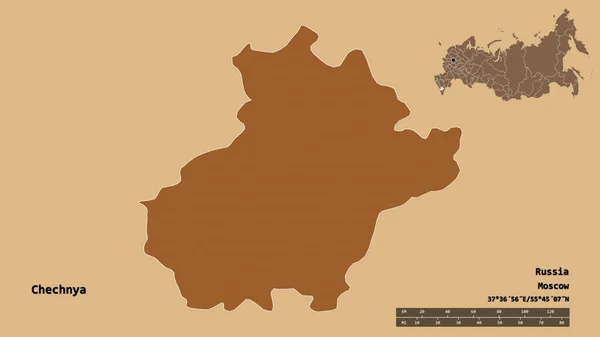 Forma Chechenia República Rusia Con Capital Aislada Sobre Fondo Sólido —  Fotos de Stock