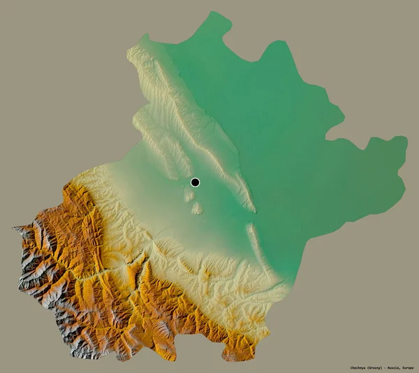 Forma Chechenia República Rusia Con Capital Aislada Sobre Fondo Color —  Fotos de Stock