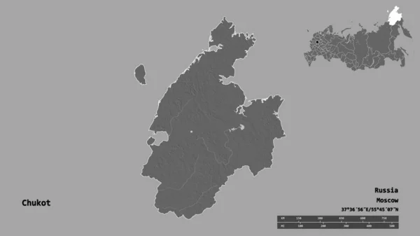 Forma Chukot Provincia Autónoma Rusia Con Capital Aislada Sobre Fondo — Foto de Stock