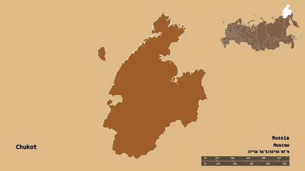 Forma Chukot Província Autônoma Rússia Com Sua Capital Isolada Fundo — Fotografia de Stock
