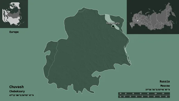 Forma Chuvash República Rusia Capital Escala Distancia Vistas Previas Etiquetas — Foto de Stock