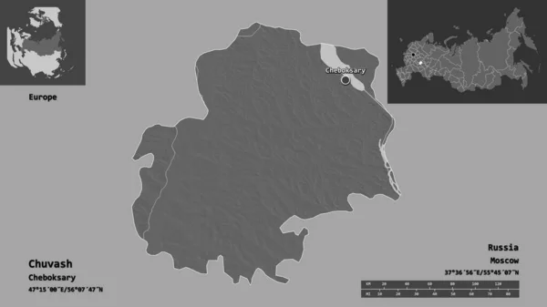 Forma Chuvash República Rusia Capital Escala Distancia Vistas Previas Etiquetas — Foto de Stock