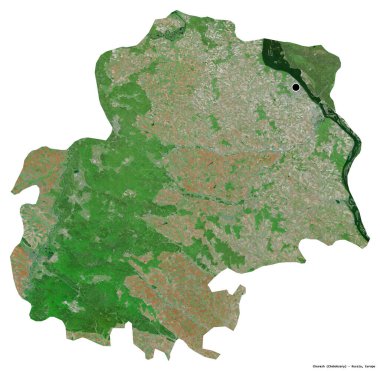 Rusya Cumhuriyeti 'nin başkenti Chuvash' ın beyaz arka planda izole edilmiş hali. Uydu görüntüleri. 3B görüntüleme