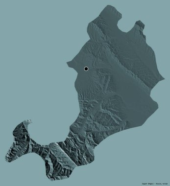 Rusya Cumhuriyeti 'nin başkenti Ingush' un katı renk arkaplanı ile izole edilmiş hali. Renkli yükseklik haritası. 3B görüntüleme