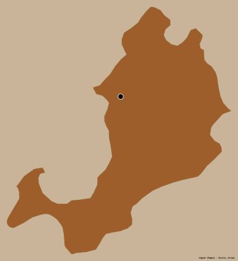 Rusya Cumhuriyeti 'nin başkenti Ingush' un katı renk arkaplanı ile izole edilmiş hali. Desenli dokuların bileşimi. 3B görüntüleme