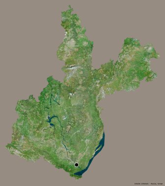 Rusya 'nın Irkutsk bölgesi, başkenti katı renk arkaplanı ile izole edilmiştir. Uydu görüntüleri. 3B görüntüleme