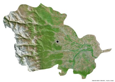 Rusya cumhuriyeti Kabardin-Balkar 'ın beyaz arka planda bulunan başkenti. Uydu görüntüleri. 3B görüntüleme