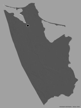 Rusya 'nın Kalininingrad bölgesi, başkenti katı renk arkaplanı ile izole edilmiştir. Çift seviyeli yükseklik haritası. 3B görüntüleme