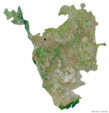 Beyaz arka planda başkenti izole edilmiş Rusya Cumhuriyeti 'nin Kalmyk şekli. Uydu görüntüleri. 3B görüntüleme