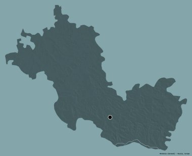 Mordovia 'nın şekli, Rusya Cumhuriyeti, başkenti katı renk arka planında izole edilmiş. Renkli yükseklik haritası. 3B görüntüleme