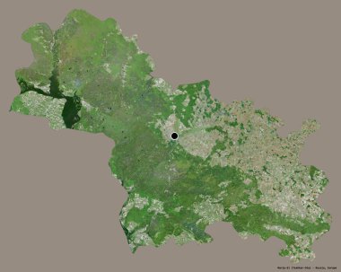 Rusya Cumhuriyeti 'nin başkenti Mariy-El' in katı renk arkaplanı ile izole edilmiş hali. Uydu görüntüleri. 3B görüntüleme
