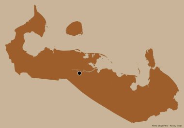 Rusya 'nın özerk eyaleti Nenets' in şekli, başkenti katı renk arka planında izole edilmiş. Desenli dokuların bileşimi. 3B görüntüleme