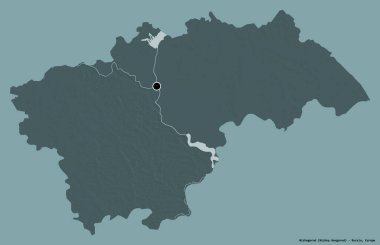 Rusya 'nın başkenti Nizhegorod' un katı renk arkaplanı ile izole edilmiş hali. Renkli yükseklik haritası. 3B görüntüleme