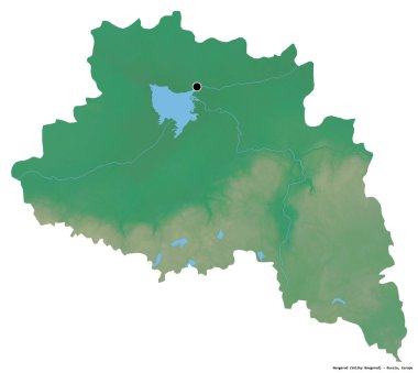 Rusya 'nın Novgorod bölgesi, başkenti beyaz arka planda izole edilmiş. Topografik yardım haritası. 3B görüntüleme