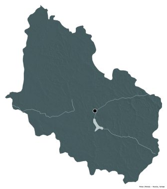 Rusya 'nın Penza bölgesi, başkenti beyaz arka planda izole edilmiş. Renkli yükseklik haritası. 3B görüntüleme