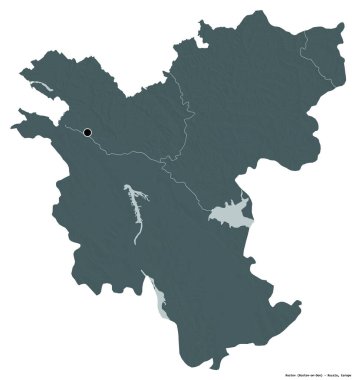 Rusya 'nın Rostov bölgesi, başkenti beyaz arka planda izole edilmiş. Renkli yükseklik haritası. 3B görüntüleme