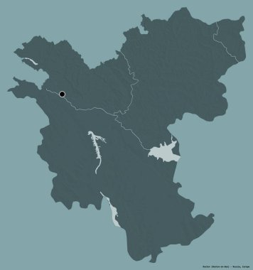 Rusya 'nın Rostov bölgesi, başkenti katı renk arkaplanı ile izole edilmiştir. Renkli yükseklik haritası. 3B görüntüleme