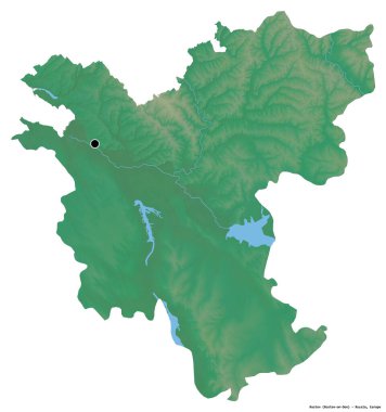 Rusya 'nın Rostov bölgesi, başkenti beyaz arka planda izole edilmiş. Topografik yardım haritası. 3B görüntüleme