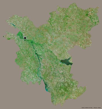 Rusya 'nın Rostov bölgesi, başkenti katı renk arkaplanı ile izole edilmiştir. Uydu görüntüleri. 3B görüntüleme