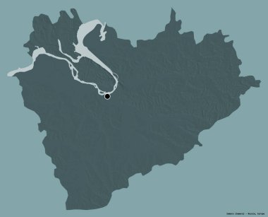 Samara 'nın şekli, Rusya bölgesi, başkenti katı bir renk arkaplanı ile izole edilmiş. Renkli yükseklik haritası. 3B görüntüleme