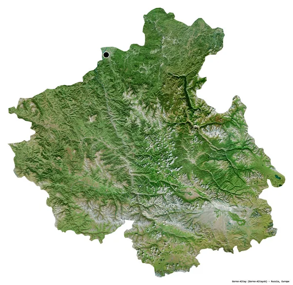 Форма Горно Алтайської Республіки Столицею Ізольованою Білому Тлі Супутникові Знімки — стокове фото
