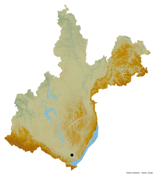 Forma Irkutsk Regione Della Russia Con Sua Capitale Isolata Sfondo — Foto Stock