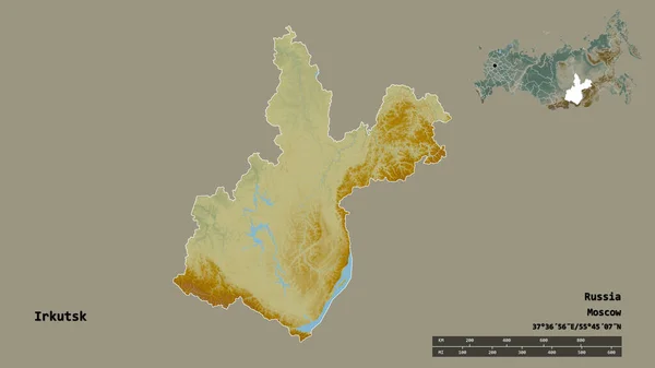 Forma Irkutsk Región Rusia Con Capital Aislada Sobre Fondo Sólido —  Fotos de Stock