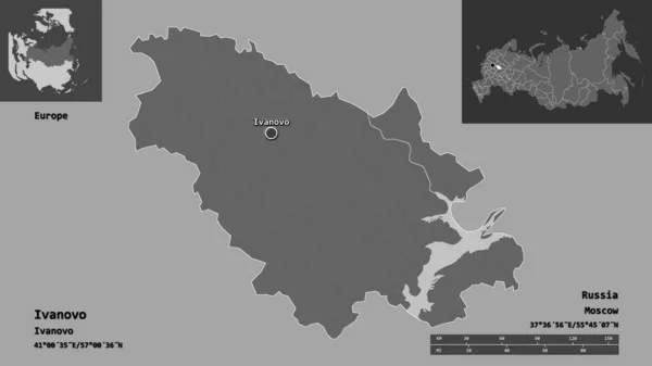 Forma Ivanovo Región Rusia Capital Escala Distancia Vistas Previas Etiquetas —  Fotos de Stock