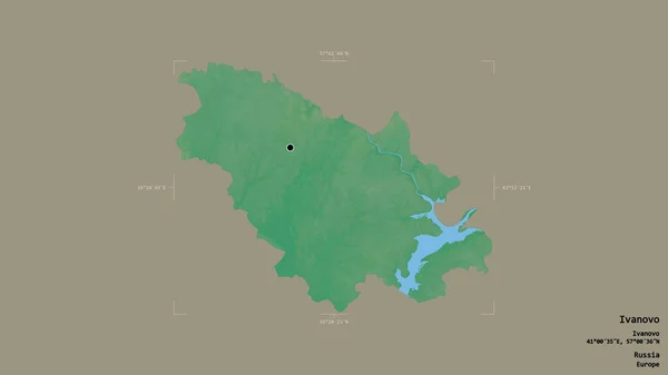Obszar Iwanowo Region Rosji Odizolowany Solidnym Tle Georeferencyjnym Polu Granicznym — Zdjęcie stockowe