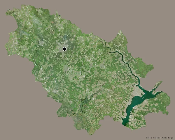 Rusya 'nın İvanovo bölgesi, başkenti katı renk arkaplanı ile izole edilmiş. Uydu görüntüleri. 3B görüntüleme