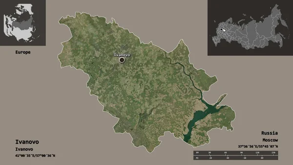 Gestalt Von Iwanowo Der Russischen Region Und Ihrer Hauptstadt Entfernungsskala — Stockfoto