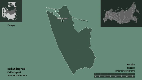 Kalinyingrád Alakja Oroszország Régiója Fővárosa Távolsági Skála Előnézet Címkék Színes — Stock Fotó