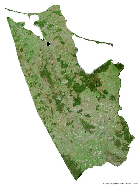 Rusya 'nın Kalininingrad bölgesi, başkenti beyaz arka planda izole edilmiş. Uydu görüntüleri. 3B görüntüleme