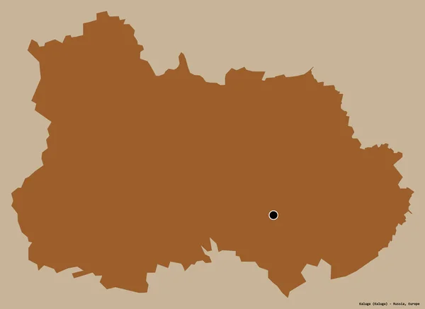 俄罗斯卡卢加地区的形状 其首都以纯色背景隔离 图形纹理的组成 3D渲染 — 图库照片