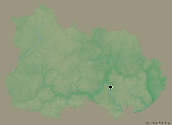 Form Kaluga Region Ryssland Med Dess Huvudstad Isolerad Solid Färg — Stockfoto