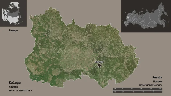 Forma Kaluga Región Rusia Capital Escala Distancia Vistas Previas Etiquetas —  Fotos de Stock