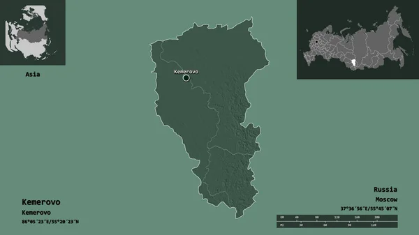 러시아의케 메로보 Kemerovo 지역과 수도의 거리의 예고편 지형도 렌더링 — 스톡 사진