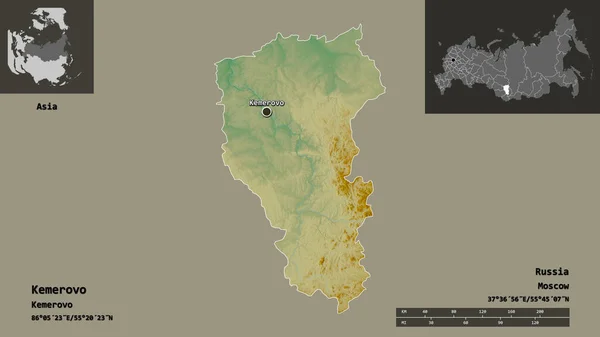 Forma Kemerovo Región Rusia Capital Escala Distancia Vistas Previas Etiquetas —  Fotos de Stock