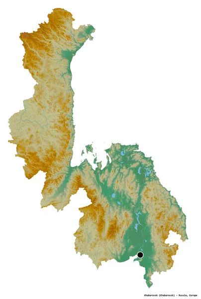 Forma Khabarovsk Território Rússia Com Sua Capital Isolada Fundo Branco — Fotografia de Stock